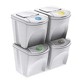 Mülleimer Abfalleimer Mülltrennsystem 100L - 4x25L Behälter Sorti Box Müllsortierer 3 Farben von rg-vertrieb (Weiß)