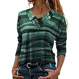T-Shirt Damen Einfarbig Drucken V-Ausschnitt Knopfleiste Bluse Solide Basictshirt Tunika Langarm/Kurzarm Tops Sweatshirt Langarmshirt Blusenoberteile B185