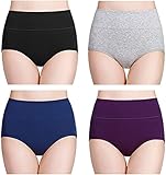 TOPPU Damenslips, Damen High Waist Baumwollunterwäsche Stretch Slips Weiche Unterhose Atmungsaktiv Damen Höschen 4er Pack (MulticolorI, L)