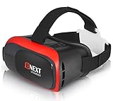 VR-Brille, Virtual Reality-Brille kompatibel mit iPhone & Android [3D Brille] - Erleben Sie Spiele und 360 Grad Filme in 3D mit weicher & komfortabler VR-Brille | Rot | mit Augenschutz