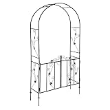 Rosenbogen mit Türe Toren Torbogen Gartentor Rankgitter Rankhilfe Pergola Metall 112x37x214