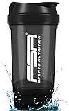 FSA Nutrition Protein Shaker 500 ml mit Pulverfach - für cremige, klumpenfreie Shakes - Eiweiß Shaker - auslaufsicher - BPA frei Schwarz
