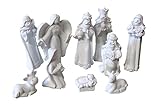 Geschenkestadl Krippenfiguren 10-teilig Figuren Set Krippenszene Weiss Maria Josef Jesus