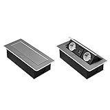 Einbausteckdose versenkbar mit oder ohne USB und in 2 Farben Silber oder Schwarz zum Auswählen (2x Schuko + 2x USB, Silber)