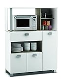habeig Küchenschrank 146 weiß Küchenregal Küchenmöbel Mikrowellenschrank Buffetschrank Küche