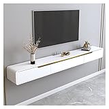 GAONUDAN Schwebender TV-Ständer, an der Wand montierter Medienkonsolen-TV-Schrank, großer Lagerschrank fürs Wohnzimmer, mit Tür, 3 Schubladen (Farbe: Weiß, Größe: 120 cm)