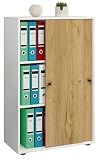 VCM Büroschrank mit 3 Fächern | moderner Aktenschrank mit Schiebetüren | Maße ca. B. 70 x H. 111 x T. 40 cm – Lona 3-F