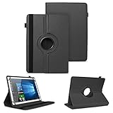 Tablet Hülle kompatibel mit XGODY N01 Pro Tasche Schutztasche Cover Schutz Case 360° Drehbar Etui hochwertiges Kunst-Leder, Farben:Schw