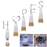 OCACA 3pcs Rechargeable Wine Bottle Lights, Fairy Lights Ideal for Indoor & Outdoor Events, Wedding & Christmas Décor, 78 inch Copper String Lights with 20 LED Bottle Stoplight - C