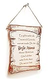 PISDEZ Beste Mama - Wanddekoration Urkunde Auszeichnung in Form Einer Schriftrolle aus Holz - Geschenk zum Muttertag (Größe S - Zum Aufhängen)