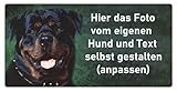 Schilderfeuerwehr Hundeschild mit Foto Bild Motiv von deinem eigenen Hund und Text Namen Spruch selbst gestalten ✓ Hundewarnschild ✓ Haustür, Wohnungstür oder Gartenzaun ✓ Blechschild