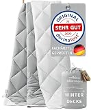 Welldora OPTICLIMA Allergiker Bettdecke 200x200 Winter | Fachärztlich geprüft | Made in Green Oeko-Tex zert. in Deutschland | Ultra warme Winterdecke | Wendedecke Silbergrau-Weiß | Premium Steppdeck