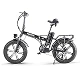 VOZCVOX Elektrofahrräder für Erwachsene E Bike Herren 20' Elektro-Faltrad mit 8-Gang-Schaltung, Batterie 48V/20AH Abnehmbare, Gepäckträger hinten, hydraulische Bremsen