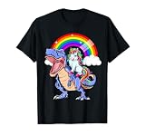 Einhorn Riding T Rex Dinosaurier Mgical Einhorn Squad Regenbogen T-S