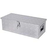 HOMCOM Gerätekasten 76 x 33 x 25 cm Werkzeugkasten Deichselbox Transportbox Alubox Alukoffer Aluminiumkiste Alu Silber