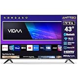 Antteq Vita Series Smart TV 43 Zoll (109cm) Fernseher,FHD,Vidaa OS,App Store,Bluetooth Control,Netflix/Prime Video/DAZN/UVM,WiFi,Triple Tuner(DVB-T2/S2/C),Hotelmodus,V43-AF3Q1-BT,2025