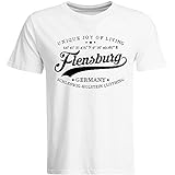 Flensburg T-Shirt mit Breitengrad Längengrad Koordinaten GPS Stadt Souvenir Geschenk (Herren, Schwarz, Weiß, Navy), Farbe: Weiß, Größe: XXL