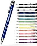 #teamludorf 50x Metall-Kugelschreiber mit Wunsch-Gravur - Personalisierte Kulis - Stift mit Namen - 14 Farben & 20 Schriftarten - 50 Stück - Blau