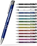 #teamludorf 50x Metall-Kugelschreiber mit Wunsch-Gravur - Personalisierte Kulis - Stift mit Namen - 14 Farben & 20 Schriftarten - 50 Stück - Blau