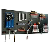 CCLIFE Werkzeugwand Lochwand 4 tlg Inkl. 52-Teiligem Metall Werkzeuglochwand Vier Teile 160 x 60 x 2 cm Erweiterbar Zubehör Wandregal Werkzeugaufbewahrung Schw