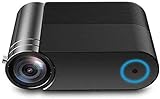 Projector 1080P HD Video Projector Outdoor Movie Projector 140' Home Theater Projector Multi-Function Projector Compatible with TV Stick PS4 HDMI VGA AV and USB (Colour: Black)