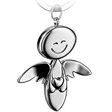 FABACH Schutzengel Schlüsselanhänger Smile mit Herz - Edler Engel Anhänger aus Metall in glänzendem Silber - Geschenk Glücksbringer Auto Führerschein - Fahr vorsichtig