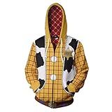 Woody Hoodie Buzz Lightyear Jacke 3D Druck Kapuzenpullover Zipper Sweatshirt Fancy Cosplay Herren Langarm Sport Oberbekleidung S