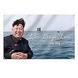 FJ Fengjin Herstellerflagge von Kim Jong Un Live Laugh Love Flag 3x5ft Polyester mit vier Metallösen und doppelt genäht.