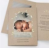 printkiss Geburtskarten 'Pures Glück', Dankeskarten zur Geburt im 5er Karten Set personalisiert mit Text & Fotos, Babykarten für Jungen und Mädchen (Große Klappkarte (120 x 170 mm))