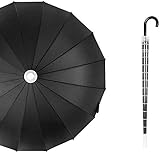RRFZ Regenschirm， Einfach zu tragender Klappschirm Regenschirm mit langem Griff und wasserdichter Abdeckung Herren Doppelautomat (Regenschirm)