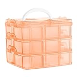 YngFfb Aufbewahrungsbox Sortierbox,Sortierboxen für Kleinteile,3-stöckige Aufbewahrungsbox Plastik Zum Aufbewahren von Spielzeug, Schmuck, Perlen, Kunsthandwerk, Nähzubehör (Orange)