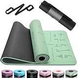 OUTDOUSE Yoga Matte, TPE Yogamatte Rutschfest Hautfreundliche Gymnastikmatte mit Ausrichtungslinien Sportmatte Dicke 6mm, Fitnessmatte Turnmatte Pilates Matte mit Tragegurt 183x61