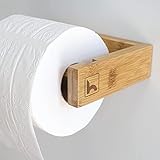 HENNEZ Toilettenpapierhalter Holz Bambus, Klopapierhalter ohne Bohren, Klorollenhalter WC Rollenhalter Toilettenpapier Halter - Toilet Paper Holder - Toilettenrollenhalter Holz - Bad Zubehör Bambus