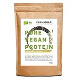 Vegan Protein-Pulver BIO Vanille ohne Soja [aus Deutschland] - 3K Bio Reis-, Hanfprotein & Erbsenprotein » Zum Backen & als Bio Eiweiß-Shake « 650g Veganes Bio Eiweißpulver