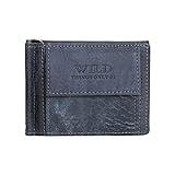 Dollar-Clip RFID sicher von Wild Things Only - Geldklammer Geldbörse Geldbeutel Herren-Portemonnaie Lederbörse aus Leder (Navy) - präsentiert von ZMOKA®