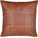 East India Leather 2 Stück Lammfell-Leder-Kissenbezug – Sofakissenbezug – dekorative Überwurfbezüge für Wohnzimmer und Schlafzimmer (50,8 x 50,8 cm, 2 Stück, dunkelbraun, antik)