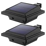 KEENZO LED Solar Dachrinnenleuchte Solarlampen für Außen, 25LEDs Solarlicht, Auto ON/OFF, Schwarz,Warmes Weiß Licht (2er set)