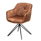 Invicta Interior Drehbarer Design Stuhl Euphoria braun Samt im Retrostil mit Ziersteppung E
