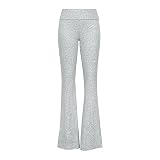 Schlaghose Damen Low Waist - Yogahose Baumwolle Bootcut Yagahosen Elastische Taille Stretchhose Einfarbig Elegante Jogginghose Lang Sport Trainingshose Freizeithose Mit T