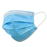 Mundschutz Maske 100x | Einweg Mundschutzmaske mit elastischen Ohrenschlaufen und anpassbarem Nasenclip - Atemschutzmaske