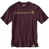 Carhartt Herren Relaxed Fit Heavyweight Short-Sleeve Logo Graphic T Shirt, Port, XS