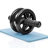 BODYMATE AB Roller Classic, Bauchtrainer zur Stärkung der Core-Muskulatur, Fitnessgerät für Zuhause, Bauchmuskeltrainer inkl. Kniepad, 28 x 16 cm (L x Ø), in Schwarz