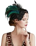 BABEYOND 1920s Stirnband Feder Damen 20er Jahre Stil Charleston Haarband Great Gatsby Damen Fasching Kostüm Accessoires Schwarz