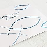 sendmoments Konfirmationskarten Einladung, Christlich Blau, Einladungskarten Konfirmation 5er Klappkarten-Set 148x105 mm, personalisiert mit Text, optional passende C6 Umschläge