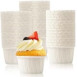 Mini Backen Tassen, QSXX 100 Stück Papier Kuchen Tasse Cupcake Formen Cupcake-Förmchen Backbecher für Geburtstage, Hochzeiten, Partys, 6,8 x 4,8 x 3,8 cm (Weiß)