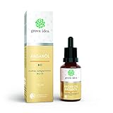 Green Idea, BIO Arganöl Vegan | Bio Reines Kaltgepresst Arganöl für Haut, Haare und Gesicht, vollgepackt mit Nährstoffen | Glas-Flasche | Natrue Certificate, 25 ml