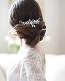 Simsly Blumenhaarschmuck, Hochzeits-Haarkamm, Silberfarben, Brautschmuck mit Perlen für Damen und Mädchen