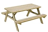PLATAN ROOM Picknick Sitzgruppe aus Holz Tisch Bank Kiefernholz massiv 35 mm Bierbank stabil und robust (150 cm)