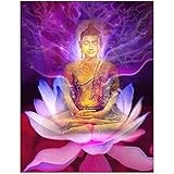 Square DIY 5D Diamond Painting Eckige Steine 40x50cm Lotus Blumen Diamant Painting Bilder Groß Erwachsene Strass Buddha Bild Kunsthandwerk Stickerei Kreuzstich Mosaik Klebebilder Epoxidharz kleb