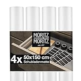 Moritz & Moritz 4x Schubladenmatte 50 cm breit – Antirutschmatte für Schubladen in Küche, Schrank oder Regal – Inkl. 20 Tafelaufkleber